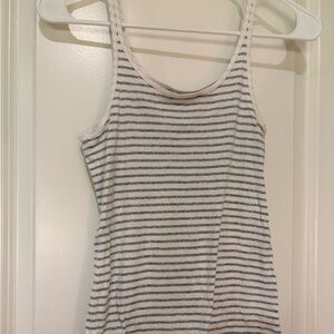 GAP White and Gray Striped Stretch Top